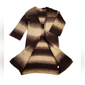 Mystree Women’s Long Knit Cardigan Sweater Ombre Brown Cream Size S